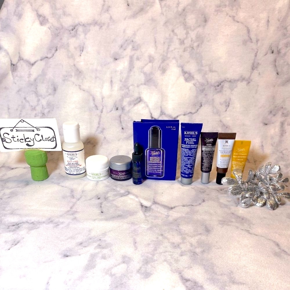 Kiehls Skincare Gift Set-Eye Treatments,Wash,Eye Cream & Vitamin C Serum-8pc-NEW